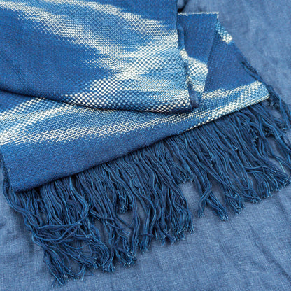 Hand Woven Rayon Scarf | Natural Indigo Dye | 2m x 32cm