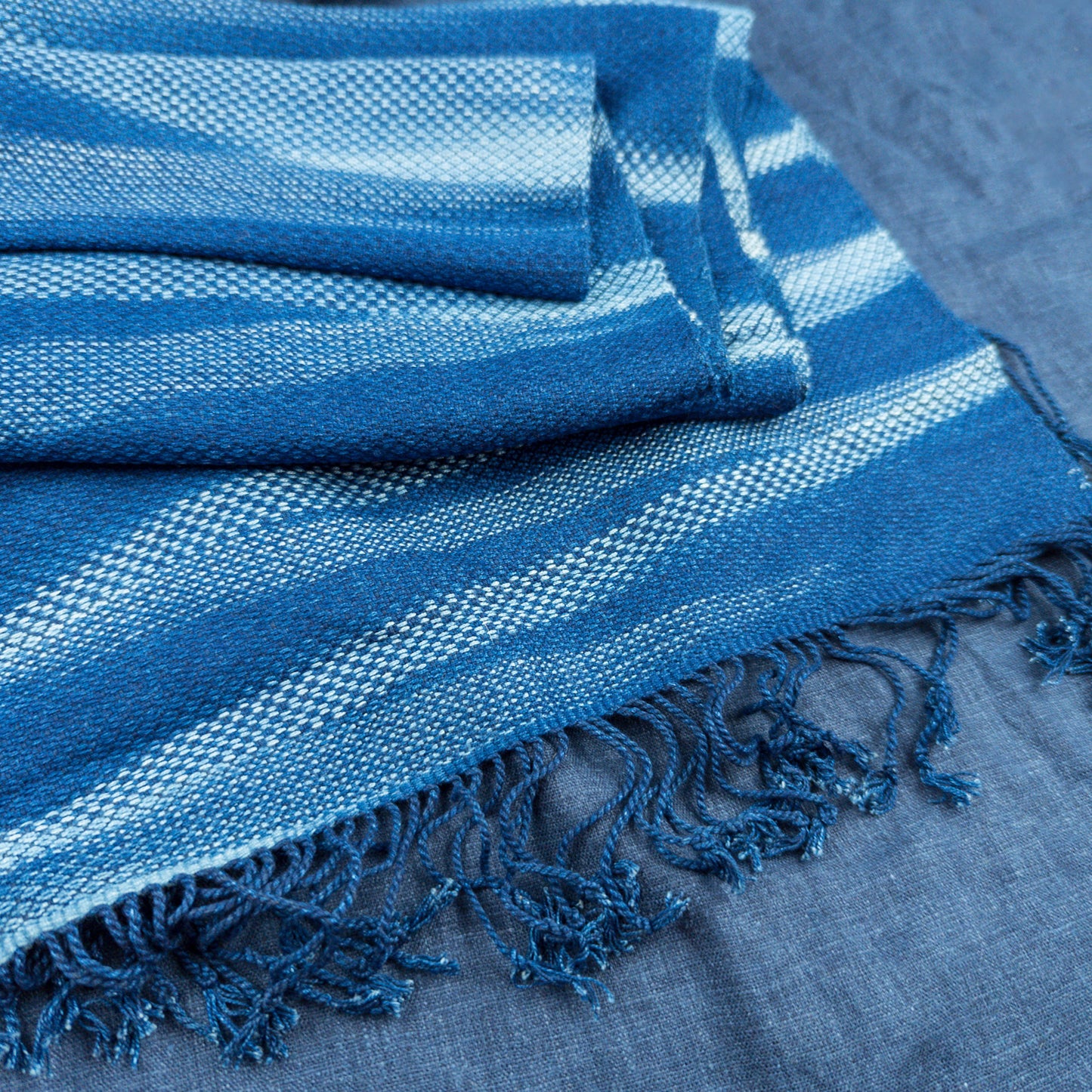 Hand Woven Indigo Scarf | 100% Natural Rayon | 2m x 32cm