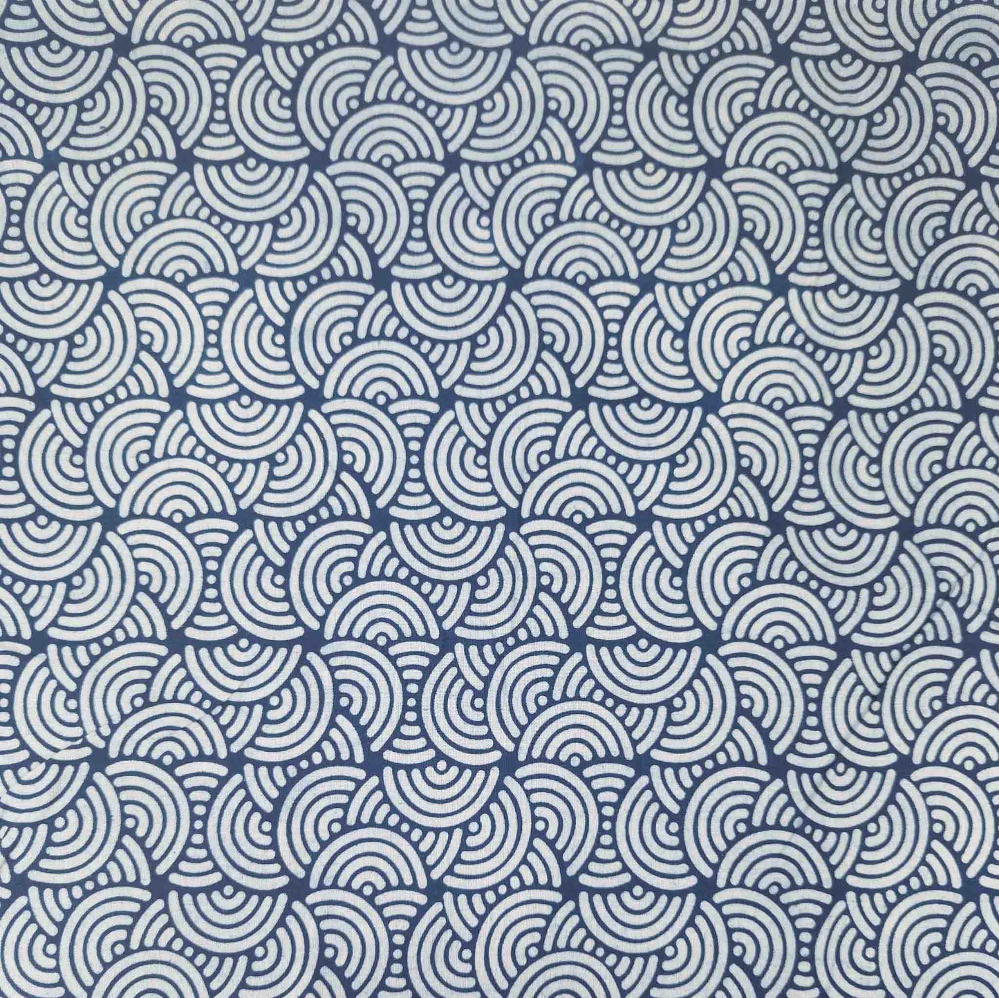 Indigo Cotton Fabric | Japanese Arch Pattern | 110cm Wide