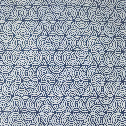 Indigo Cotton Fabric | Japanese Arch Pattern | 110cm Wide