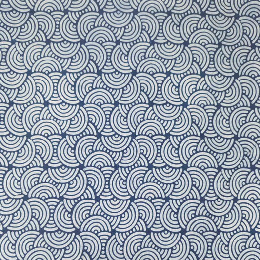 Indigo Cotton Fabric | Japanese Arch Pattern | 110cm Wide