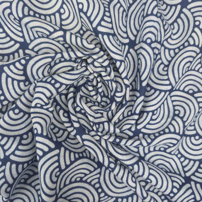 Indigo Cotton Fabric | Japanese Arch Pattern | 110cm Wide