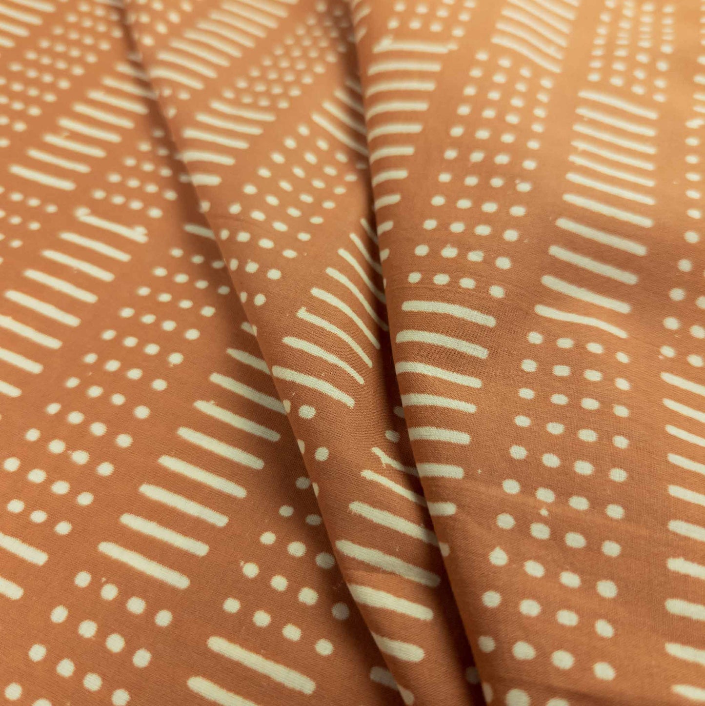 Indian Hand Printed Fabric - Terracotta | 100% Cotton Block Print | 112cm Wide