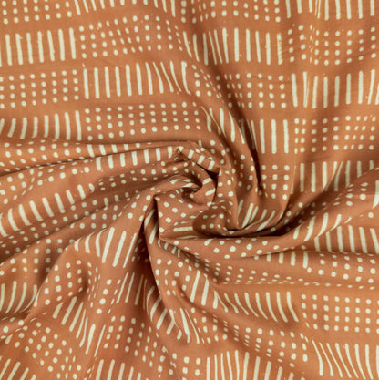 Indian Hand Printed Fabric - Terracotta | 100% Cotton Block Print | 112cm Wide