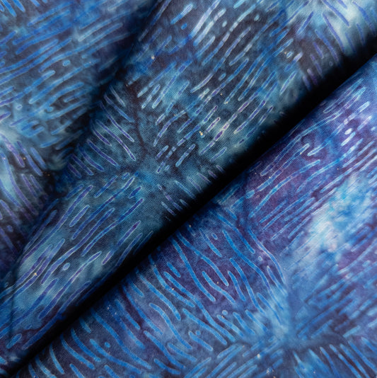 Contemporary Batik Fabric - Deep Blue Nebula - Batik By The Metre