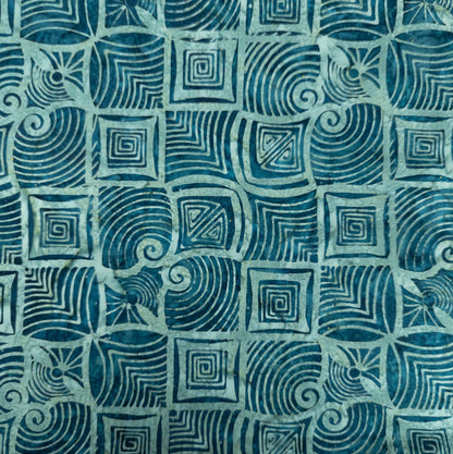 Modern Geometric Batik - Spiral Check - Batik By The Metre