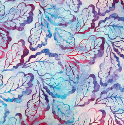 Batik Fabric - Pastel Oak Leaf Design - Balinese Batik By The Metre