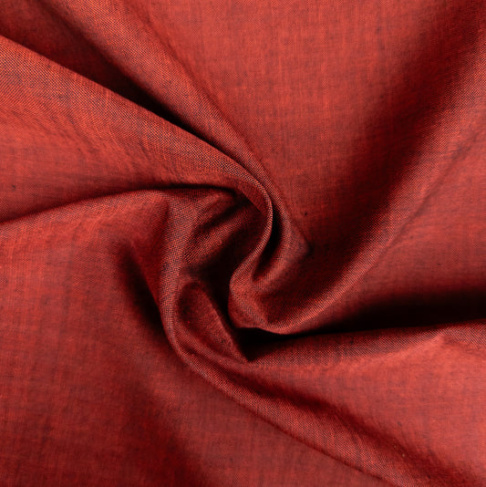 Vermillion Red Handloomed Fabric - Handwoven Fabric By The Metre