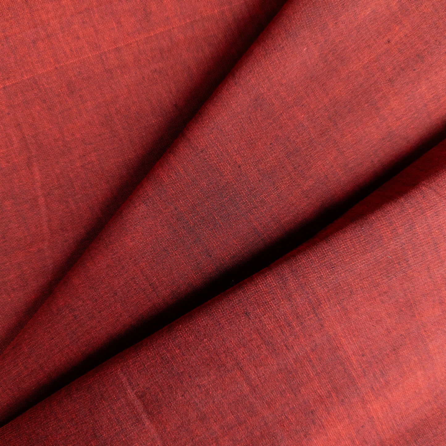 Vermillion Red Handloomed Fabric - Handwoven Fabric By The Metre