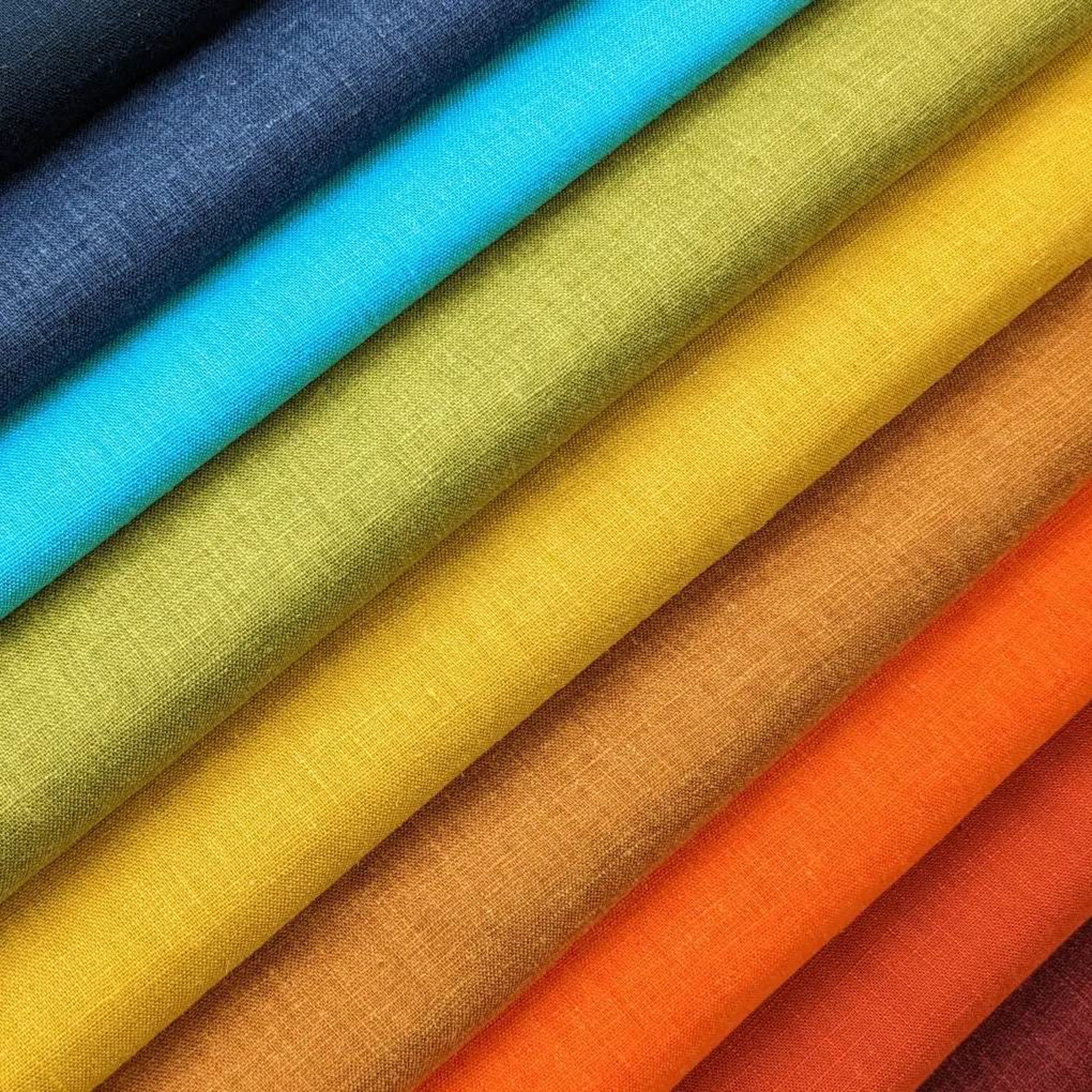 A rainbow of hemp fabric from the Textile Traders UK Fabric Shop.