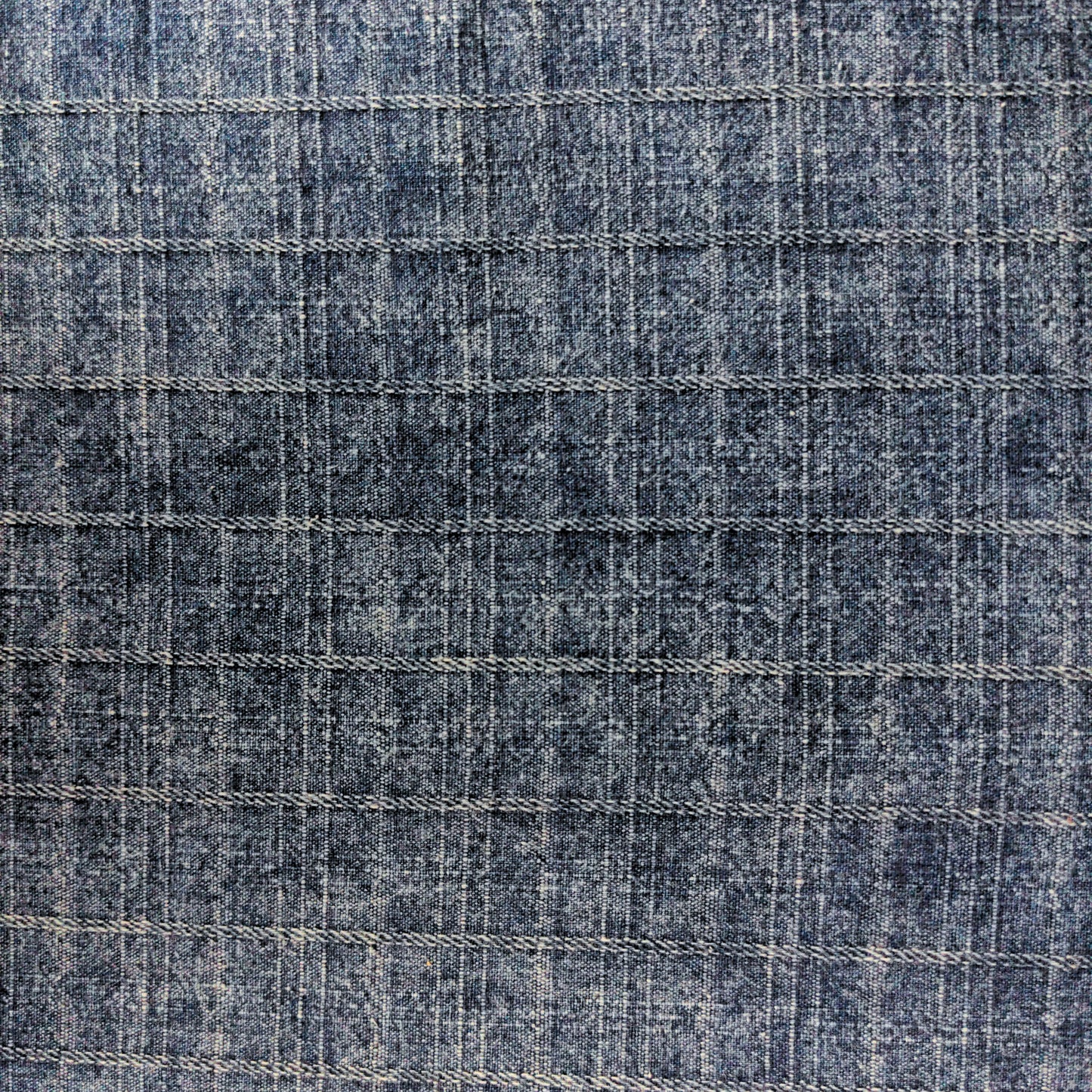 Dark Blue Stonewash Fabric - Woven Checked Indigo