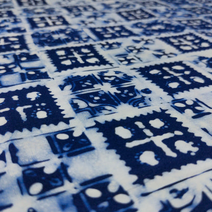 Traditional Blue & White Batik - Tiled Design | 112cm Wide | Indonesian