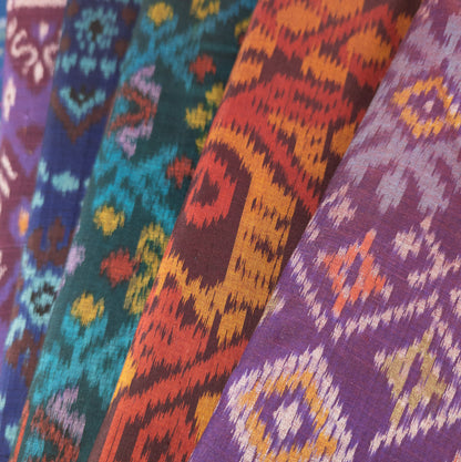 Deep Purple Ikat Fabric  - Traditional Indonesian Textiles By The Metre