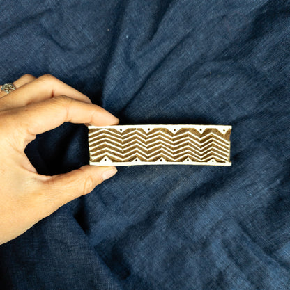 African Zig Zag Border Wooden Printing Block - Handcrafted Fabric Printing and Batik Tools