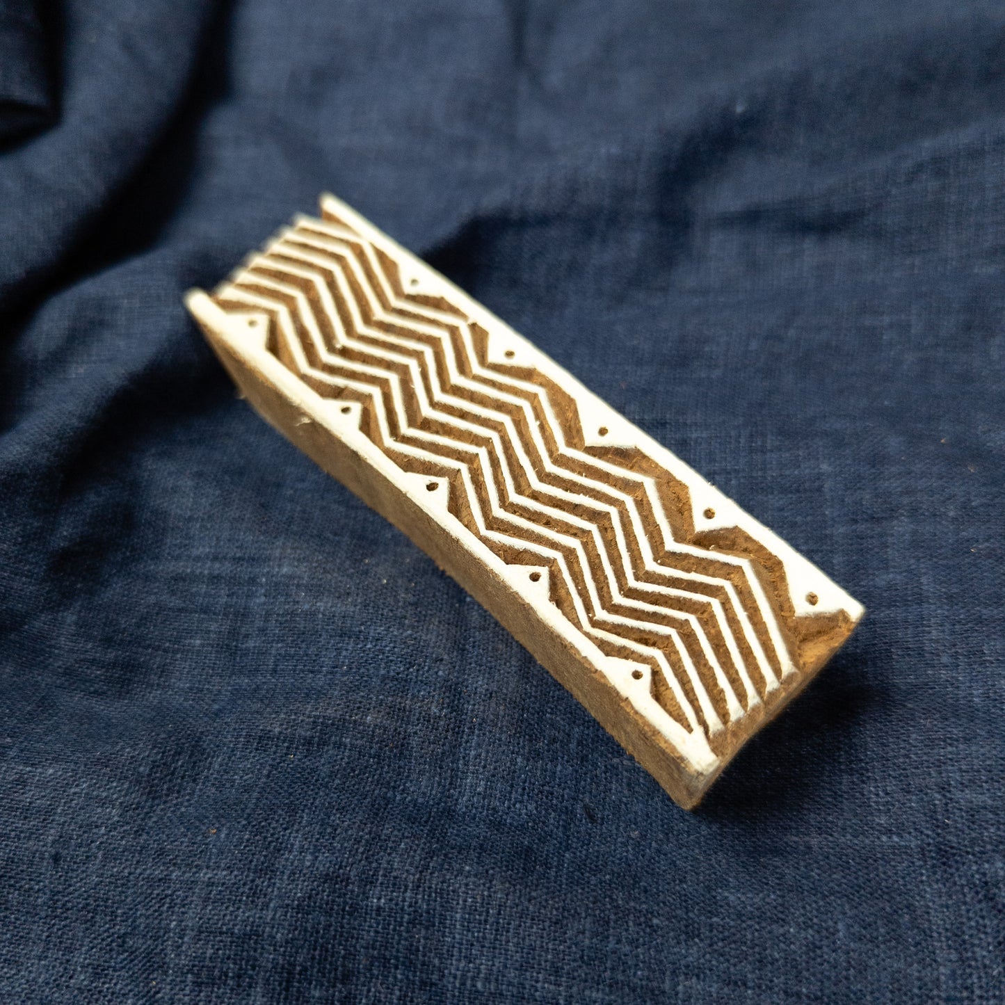 African Zig Zag Border Wooden Printing Block - Handcrafted Fabric Printing and Batik Tools