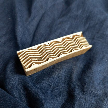 African Zig Zag Border Wooden Printing Block - Handcrafted Fabric Printing and Batik Tools