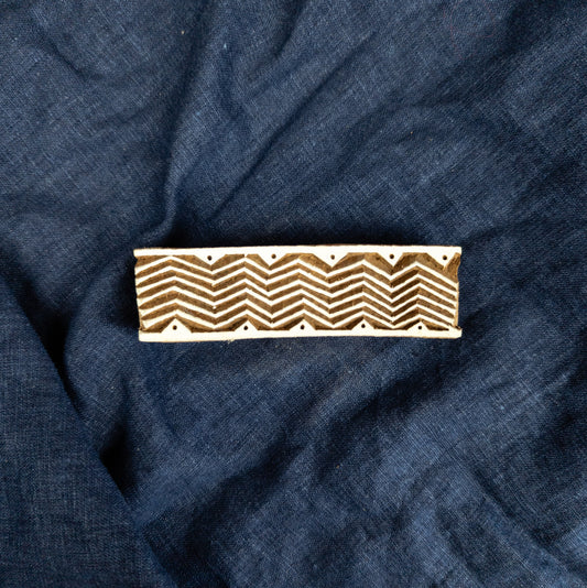 African Zig Zag Border Wooden Printing Block - Handcrafted Fabric Printing and Batik Tools