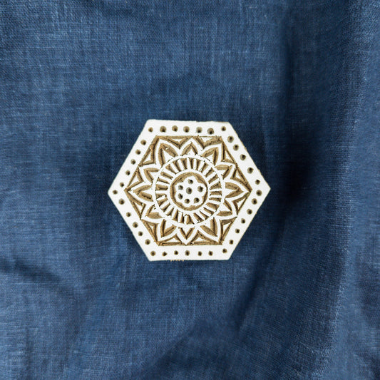 Wooden Hexagon Mandala Printing Block | Fabric Printing and Batik Stamps