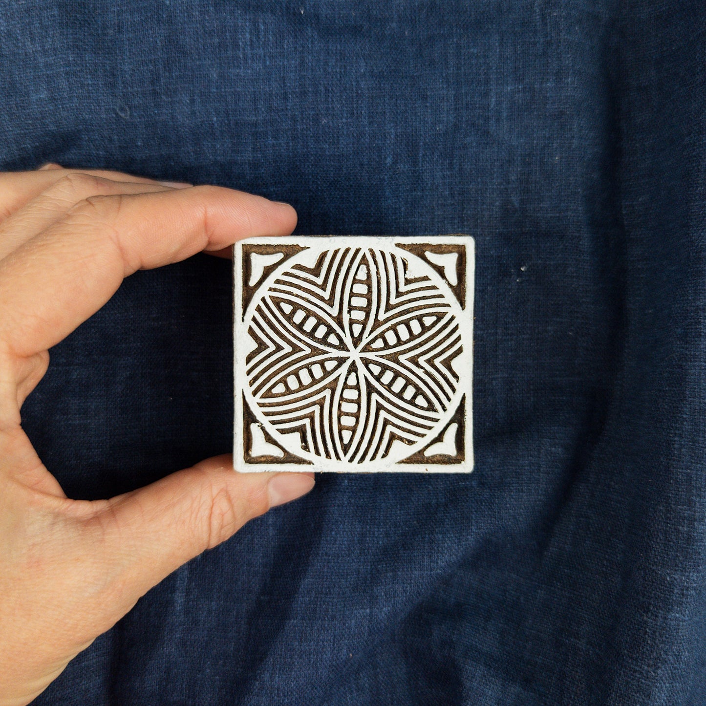 African Square Wooden Printing Block - Handcrafted Fabric Printing and Batik Tools