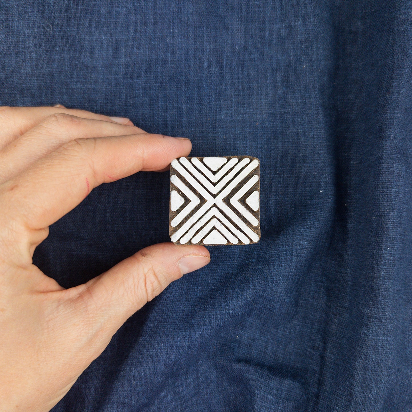 Geometric Square Wooden Printing Block | Fabric and Batik Stamps