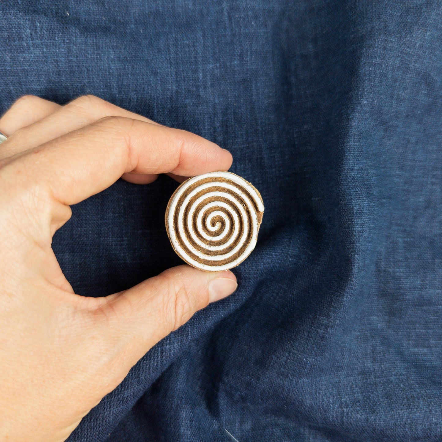 Intricate Wooden Spiral Stamp | Printing Blocks for Batik and Fabric Printing