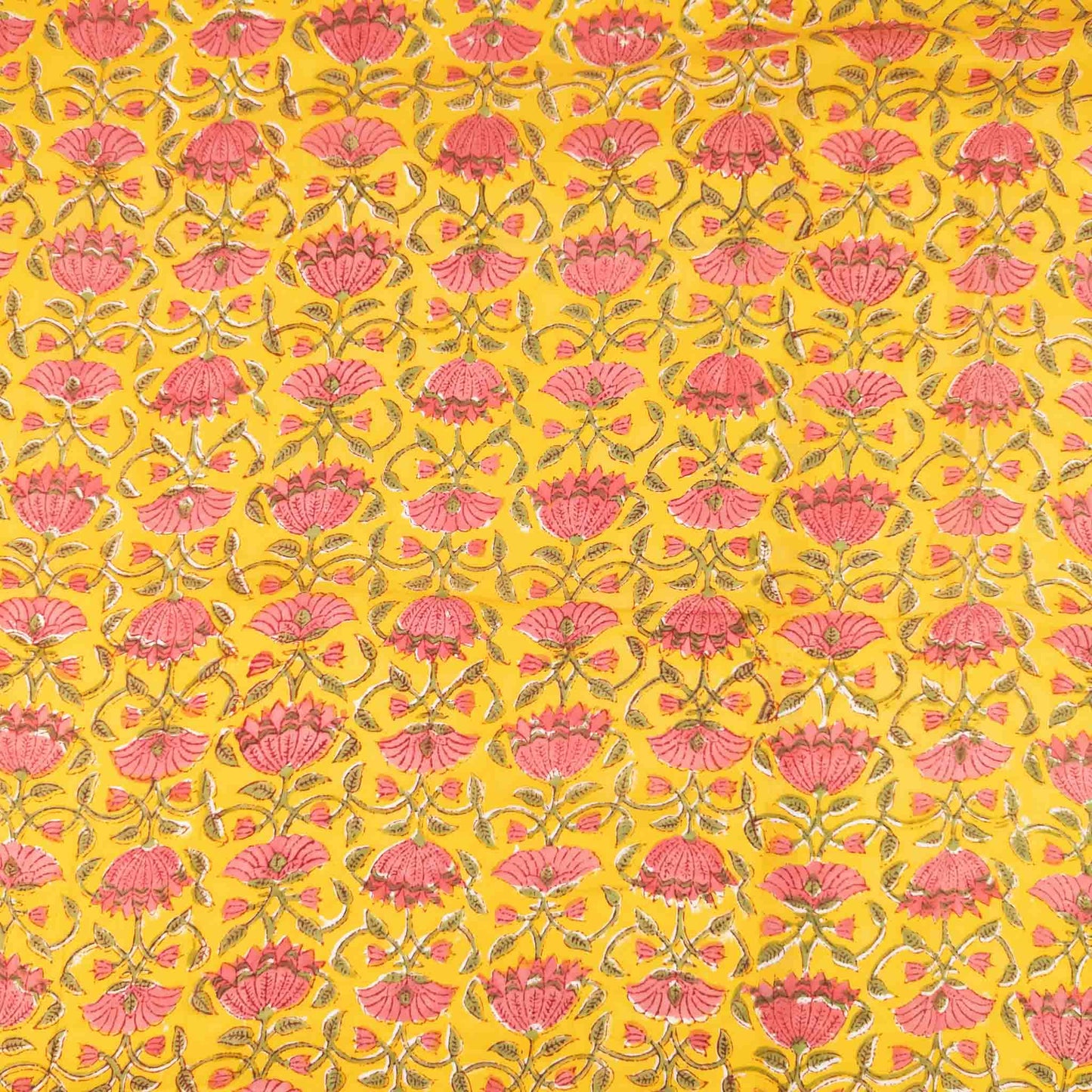 Bright Floral Indian Block Print Fabric - 100% cotton | 112cm Wide