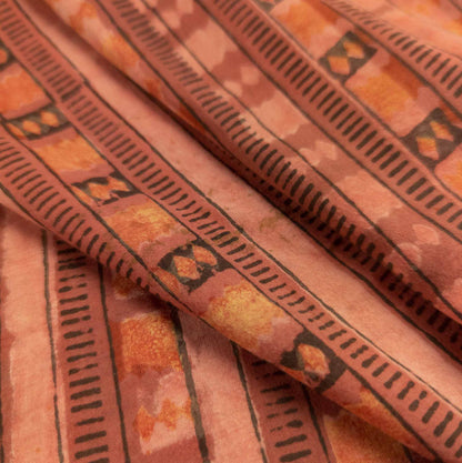 Striped Block Print Fabric - 100% cotton | Hand Printed in India | 112cm Wide