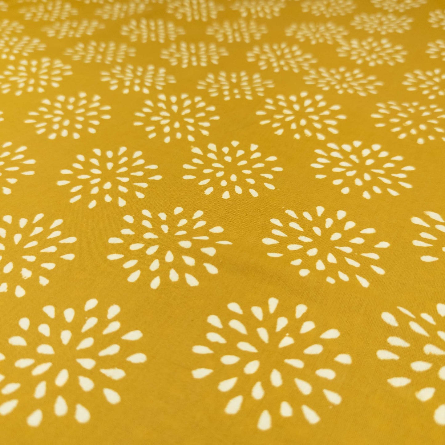 Indian Block Print Fabric - Mustard Dandelion | 100% Cotton | 112cm