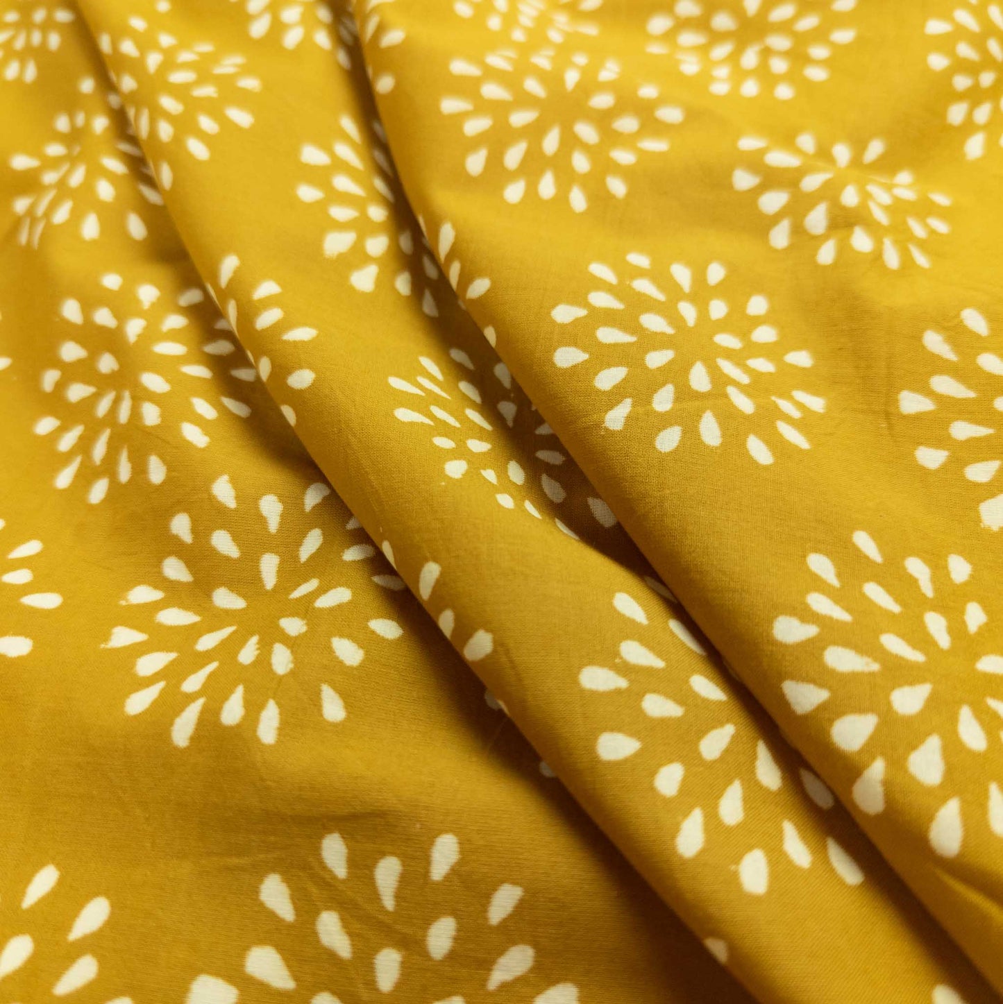 Indian Block Print Fabric - Mustard Dandelion | 100% Cotton | 112cm