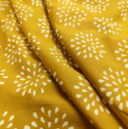 Indian Block Print Fabric - Mustard Dandelion | 100% Cotton | 112cm