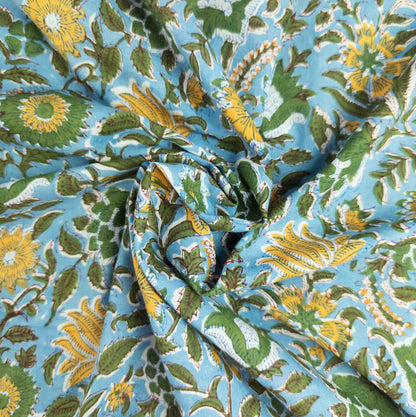 Traditional Indian Floral Fabric | 100% Cotton Block Print | 112cm