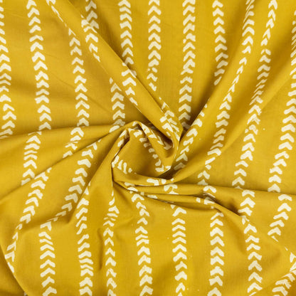 Indian Block Print Fabric - Yellow Chevron | 100% Cotton | 112cm