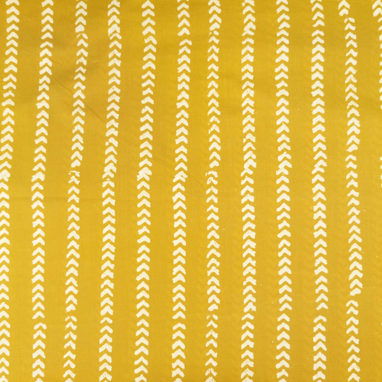 Indian Block Print Fabric - Yellow Chevron | 100% Cotton | 112cm