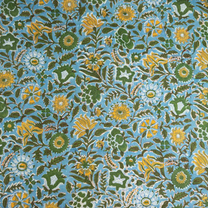 Traditional Indian Floral Fabric | 100% Cotton Block Print | 112cm