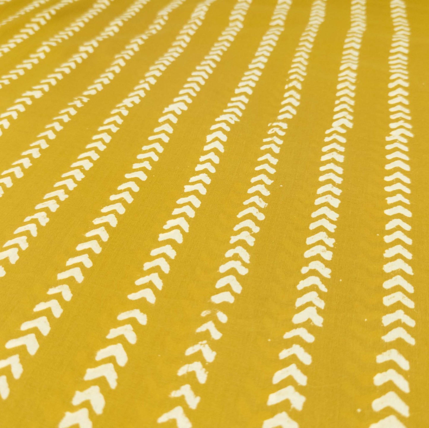 Indian Block Print Fabric - Yellow Chevron | 100% Cotton | 112cm