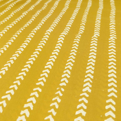 Indian Block Print Fabric - Yellow Chevron | 100% Cotton | 112cm