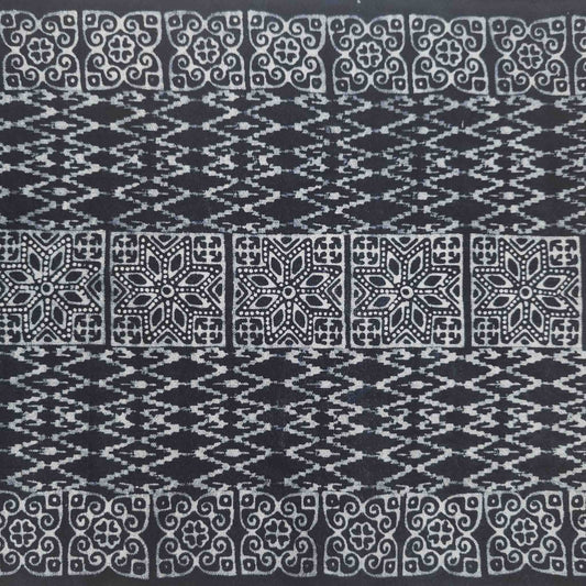 Handwoven Hilltribe Batik Fabric | Indigo Star Tile | 38cm Wide