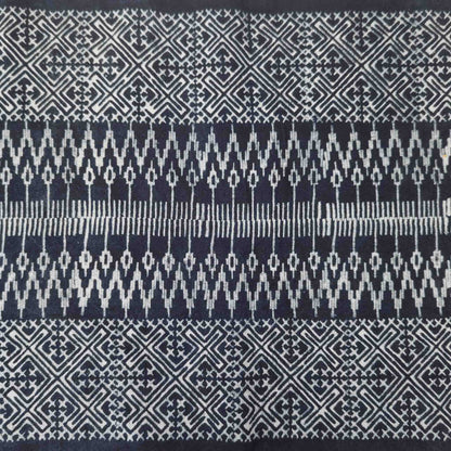 Handwoven Hilltribe Batik Fabric | Indigo Zig Zag | 38cm Wide