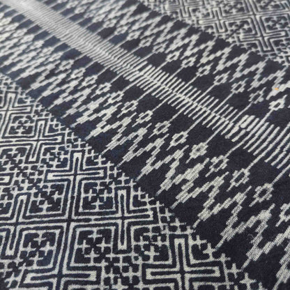 Handwoven Hilltribe Batik Fabric | Indigo Zig Zag | 38cm Wide