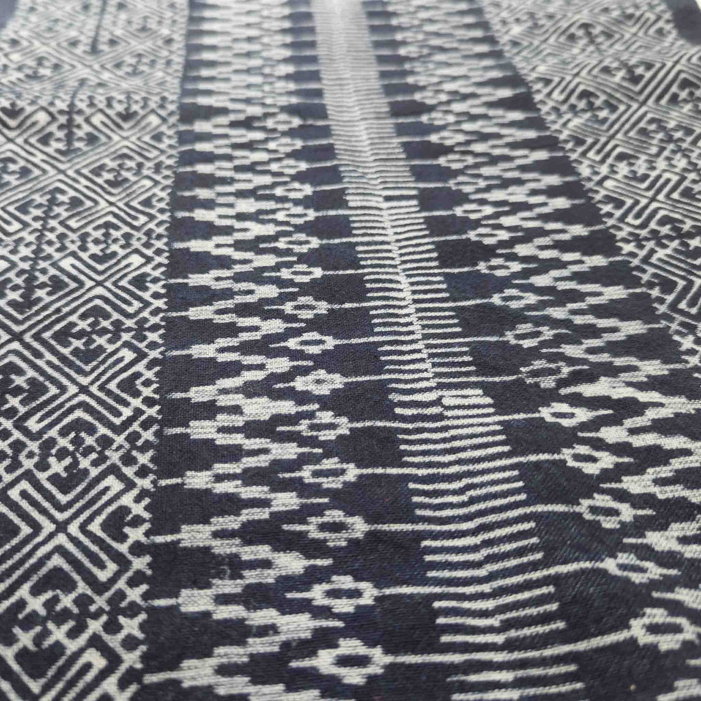 Handwoven Hilltribe Batik Fabric | Indigo Zig Zag | 38cm Wide