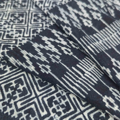 Handwoven Hilltribe Batik Fabric | Indigo Zig Zag | 38cm Wide