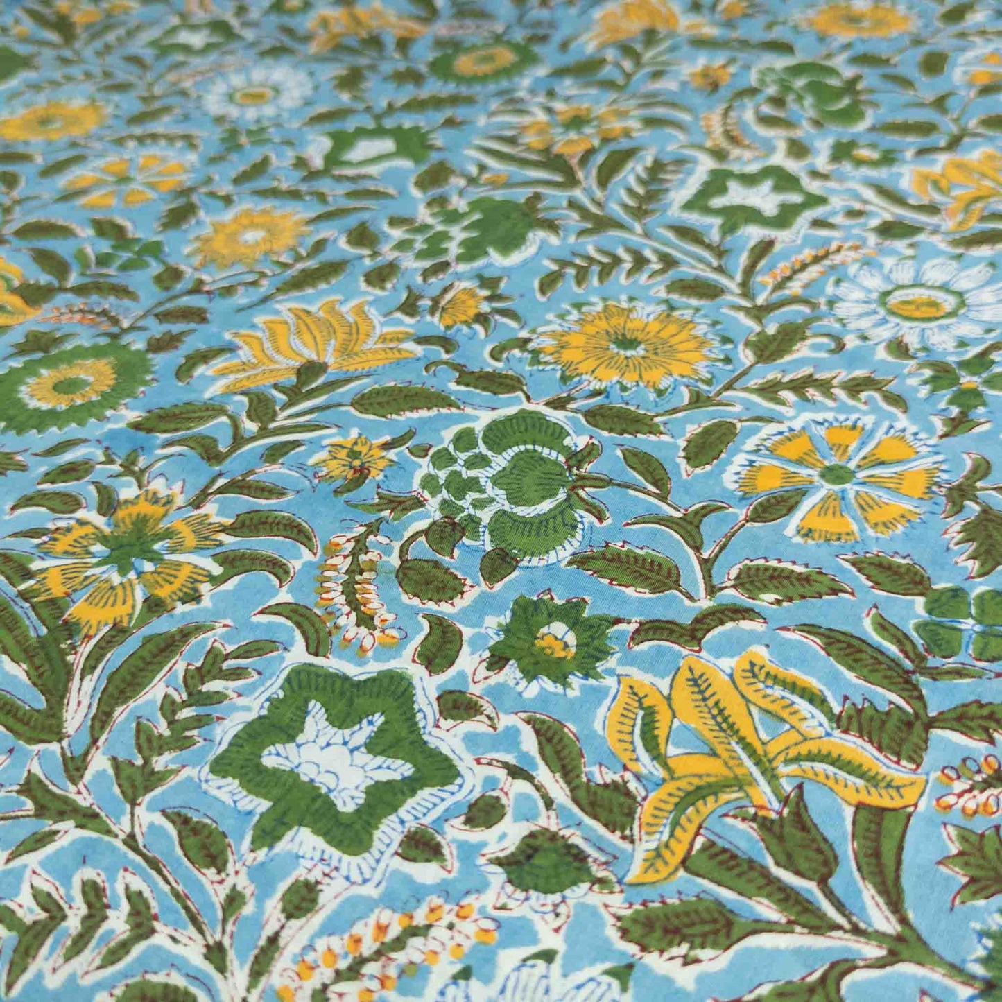 Traditional Indian Floral Fabric | 100% Cotton Block Print | 112cm