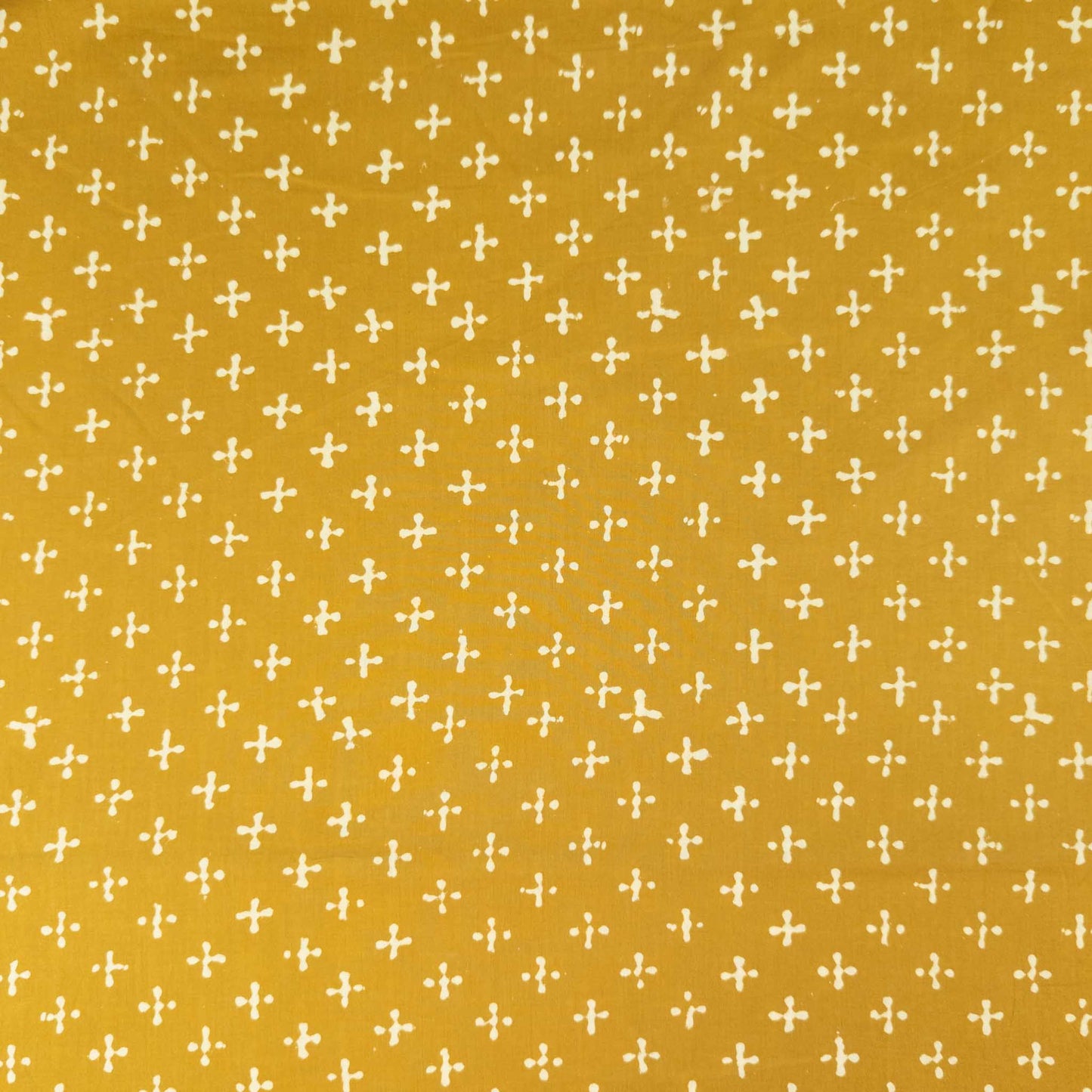 Hand Block Printed Fabric - Yellow Crosses | 100% Cotton | 112cm