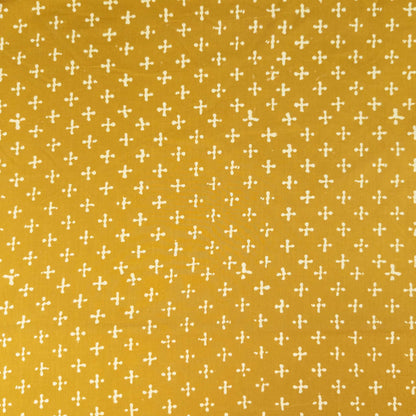 Hand Block Printed Fabric - Yellow Crosses | 100% Cotton | 112cm