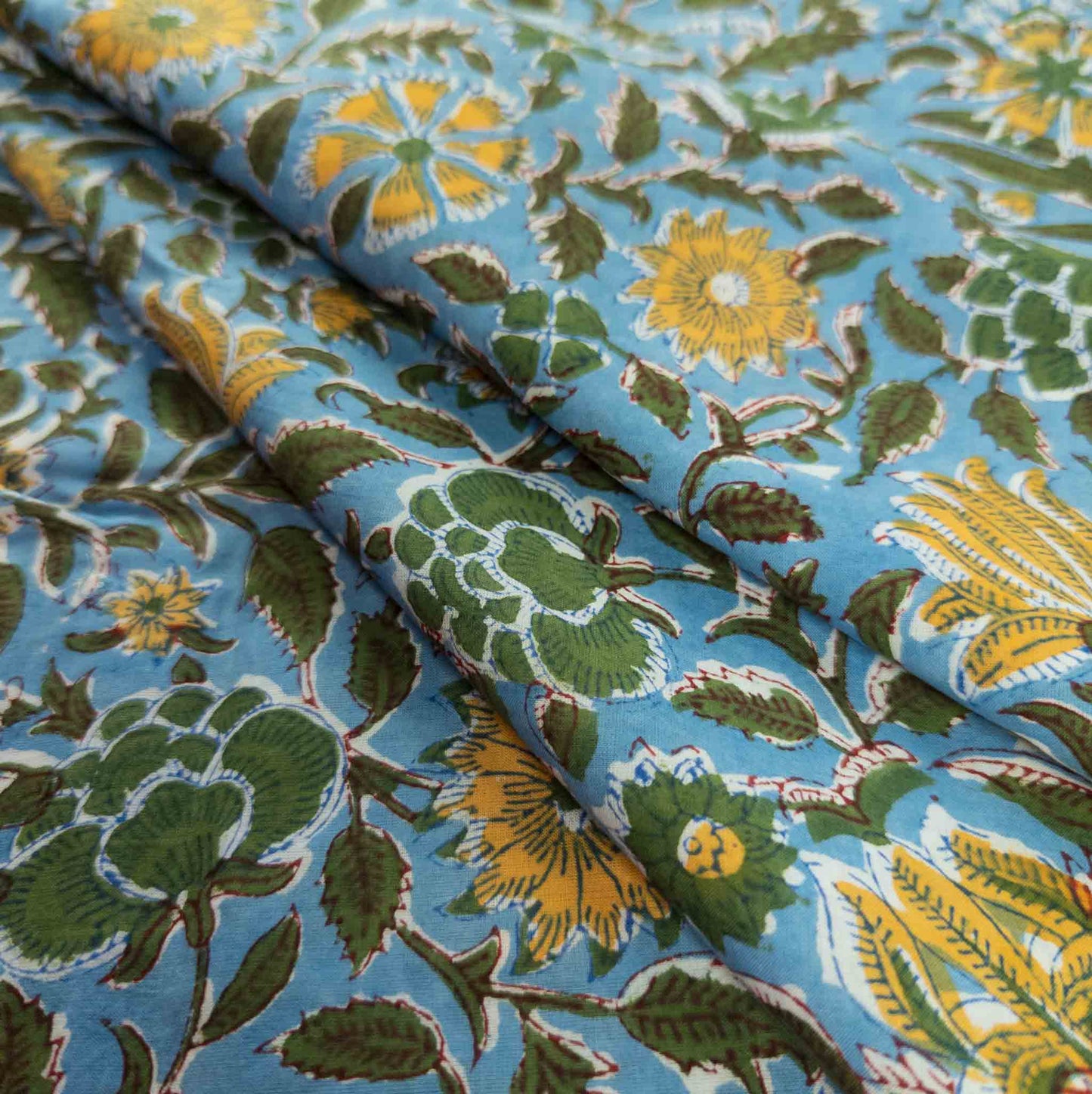 Traditional Indian Floral Fabric | 100% Cotton Block Print | 112cm