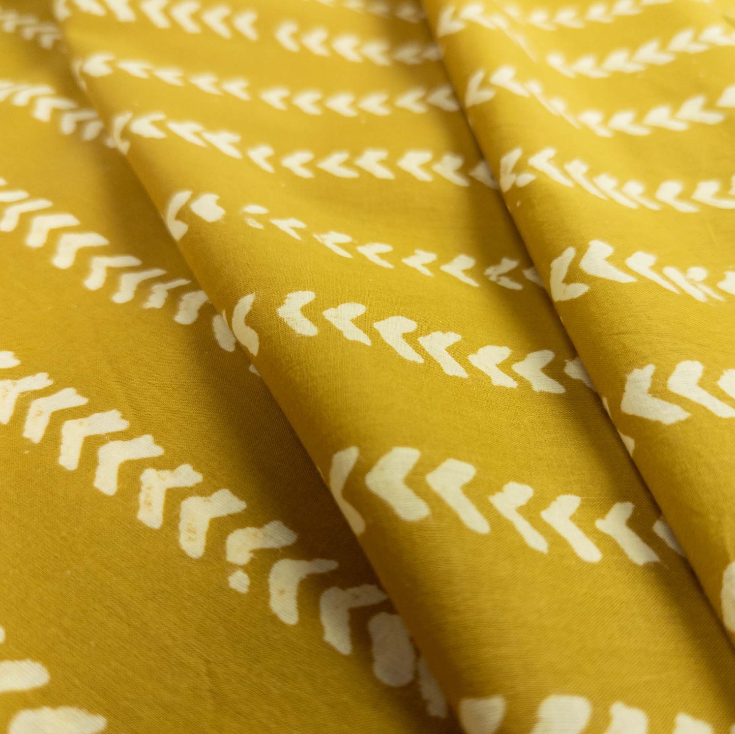 Indian Block Print Fabric - Yellow Chevron | 100% Cotton | 112cm