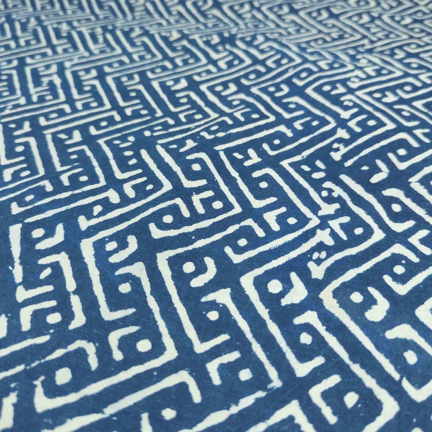 Indian Block Print Fabric - Indigo Cotton | Authentic Mud Resist Dabu | 112cm Wide