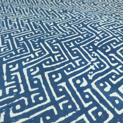 Indian Block Print Fabric - Indigo Cotton | Authentic Mud Resist Dabu | 112cm Wide