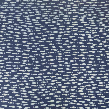 Japanese Indigo Fabric | Fish Print Cotton | 110cm Wide