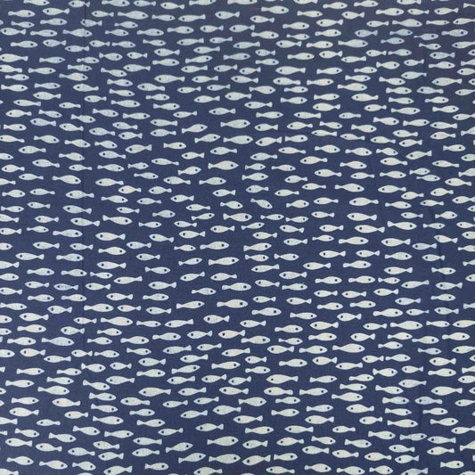 Japanese Indigo Fabric | Fish Print Cotton | 110cm Wide